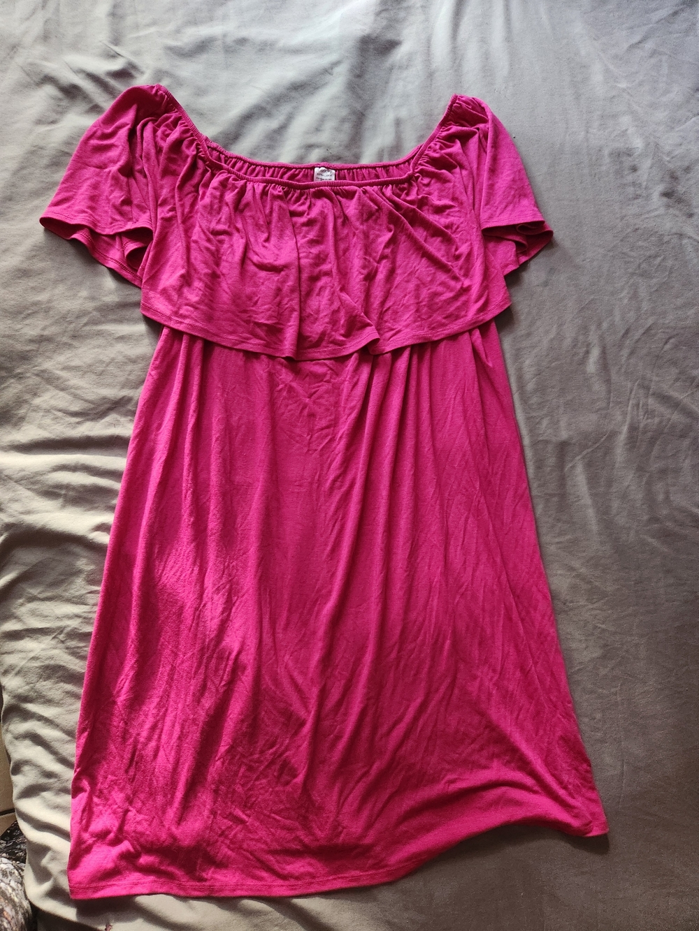 west loop Hot Pink Off-Shoulder Ruffle Dress